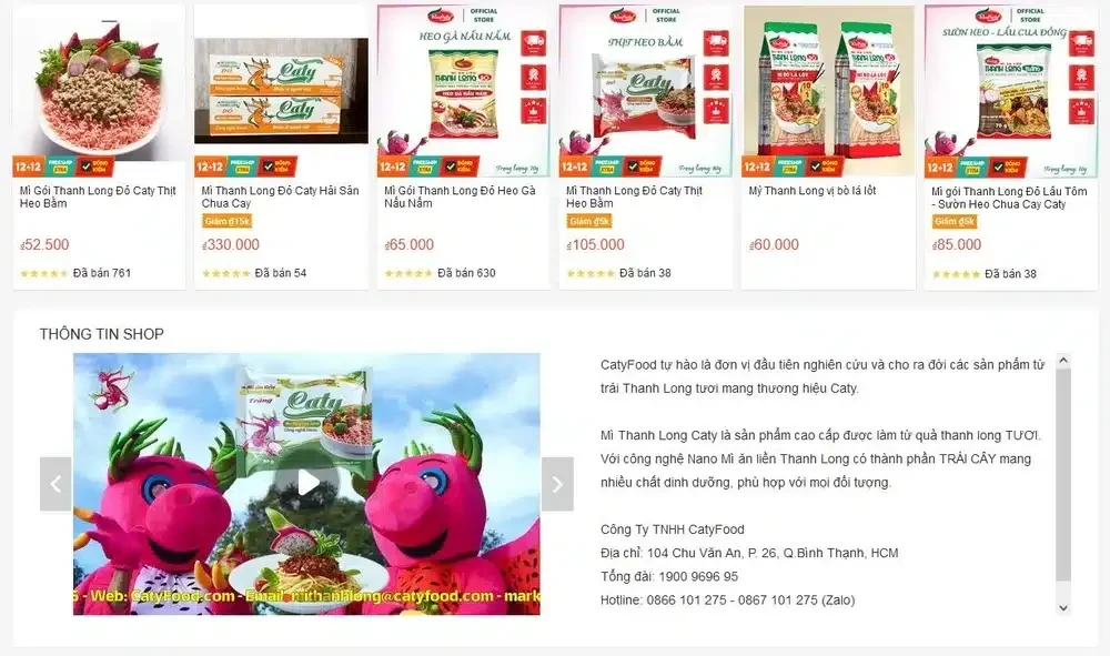 Việc quảng bá video bài hát trên mạng xã hội đã giúp mỳ thanh long Caty tăng doanh số nhanh chóng
