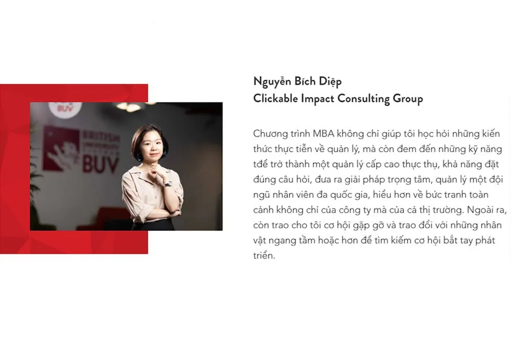 Chia sẻ về chương trình MBA tại BUV của chị Nguyễn Bích Diệp.