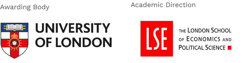University of London and LSE logos for academic direction and awarding body accreditation at BUV
