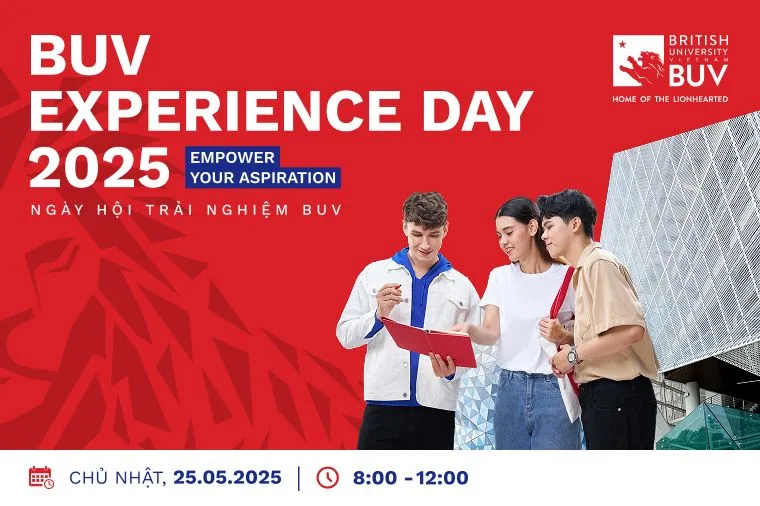 Banner BUV Experience Day 2025, ngày hội trải nghiệm BUV, Chủ nhật 25/05/2025, 8:00–12:00