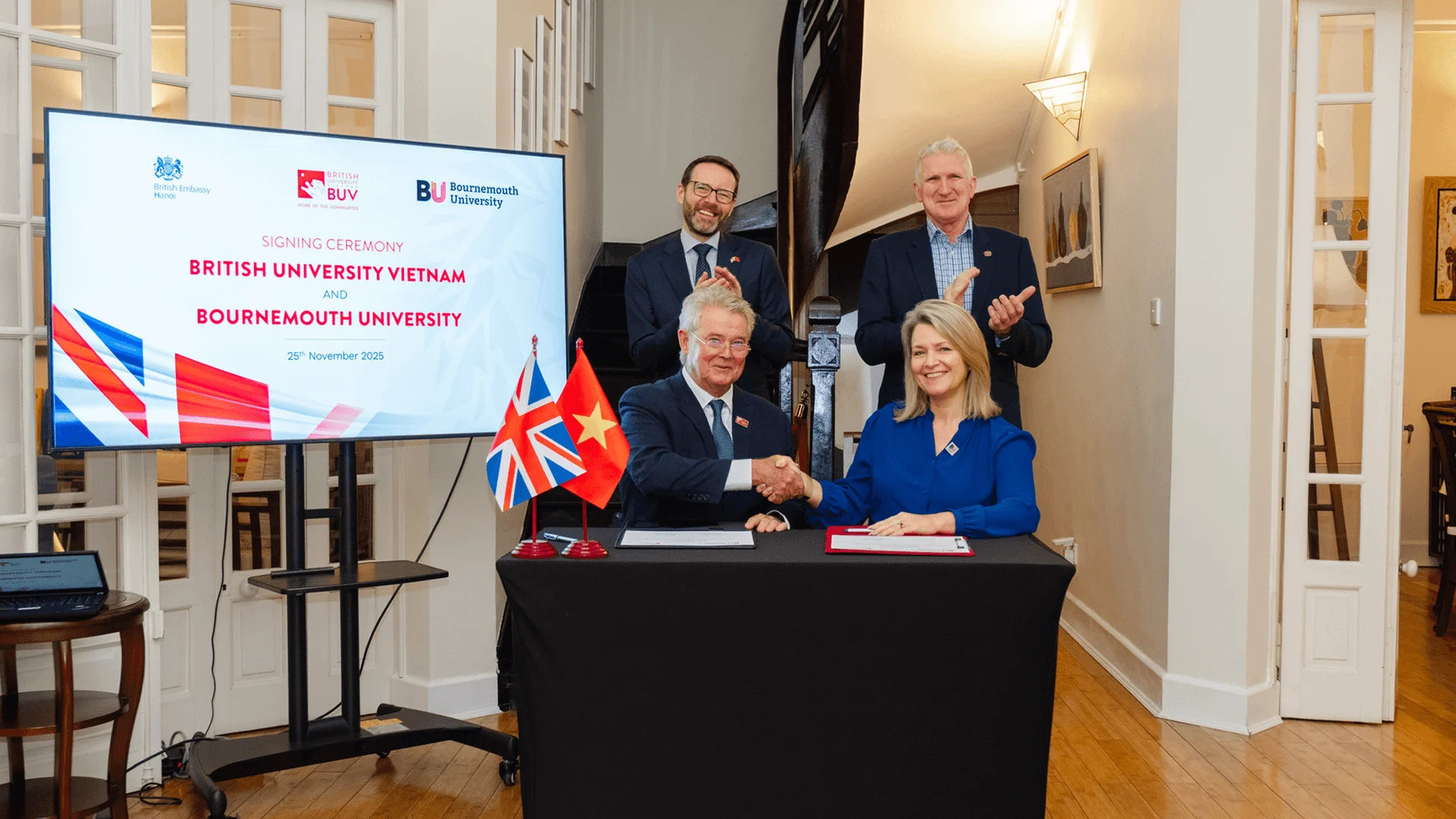 British University Vietnam and Bournemouth University signing ceremony at the British Embassy Hanoi