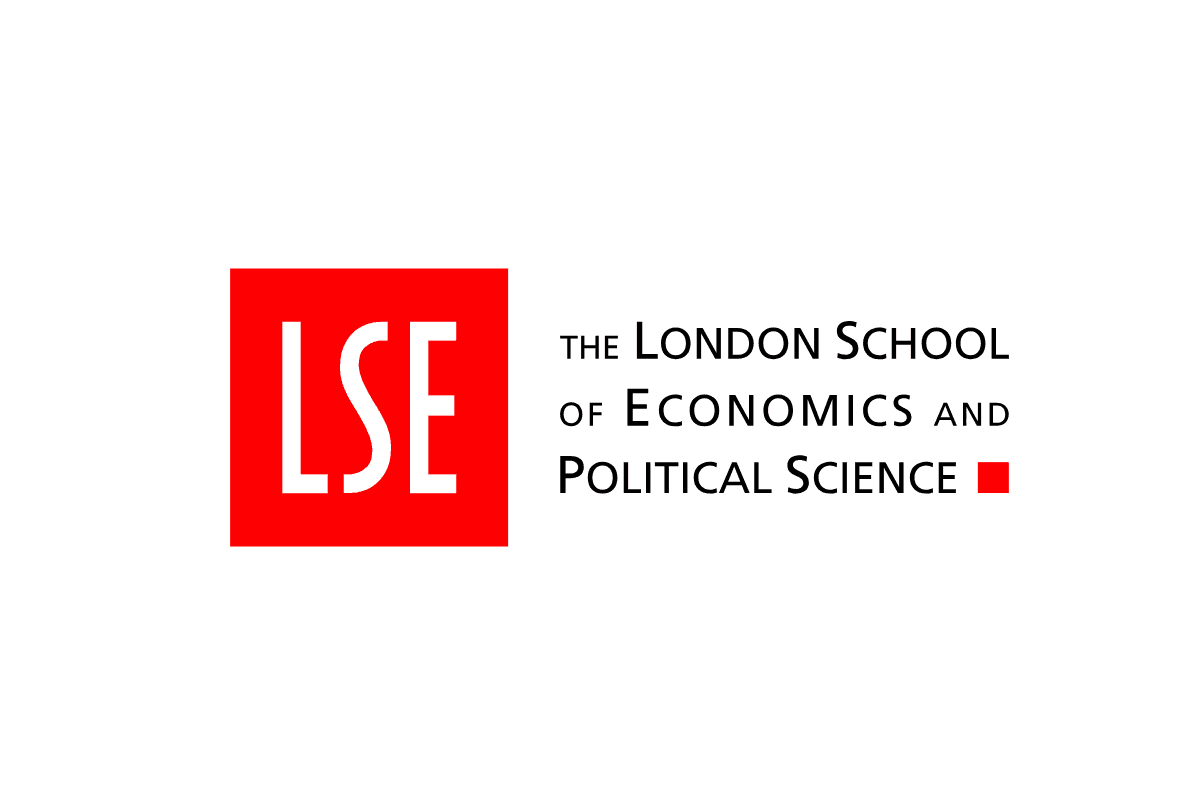 Logo LSE với chữ trắng trên nền đỏ, bên cạnh là tên “The London School of Economics and Political Science”.