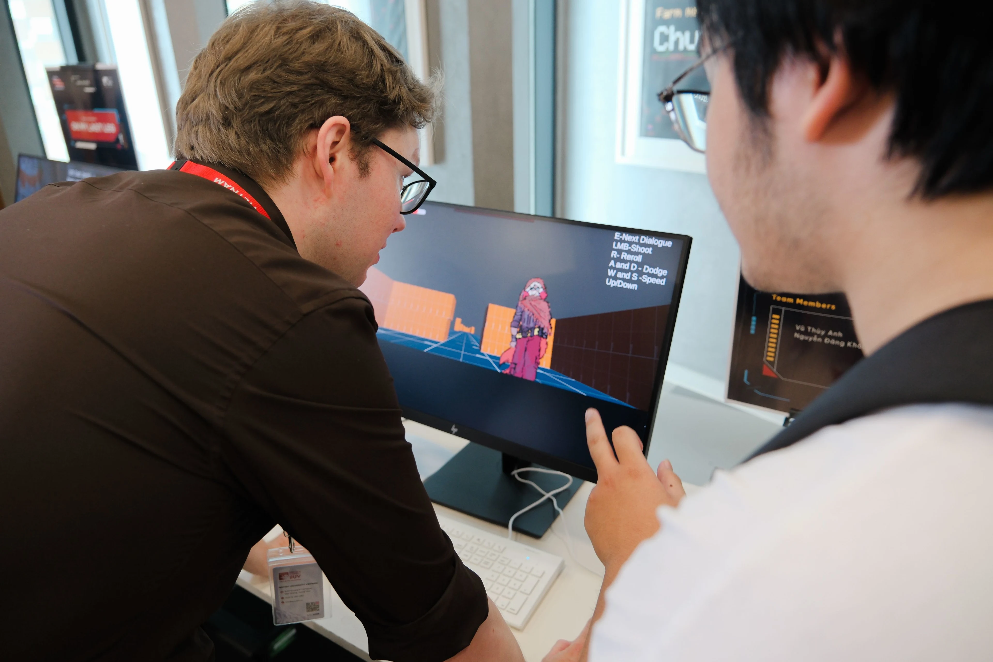 BUV students reviewing a video game prototype during a game design session