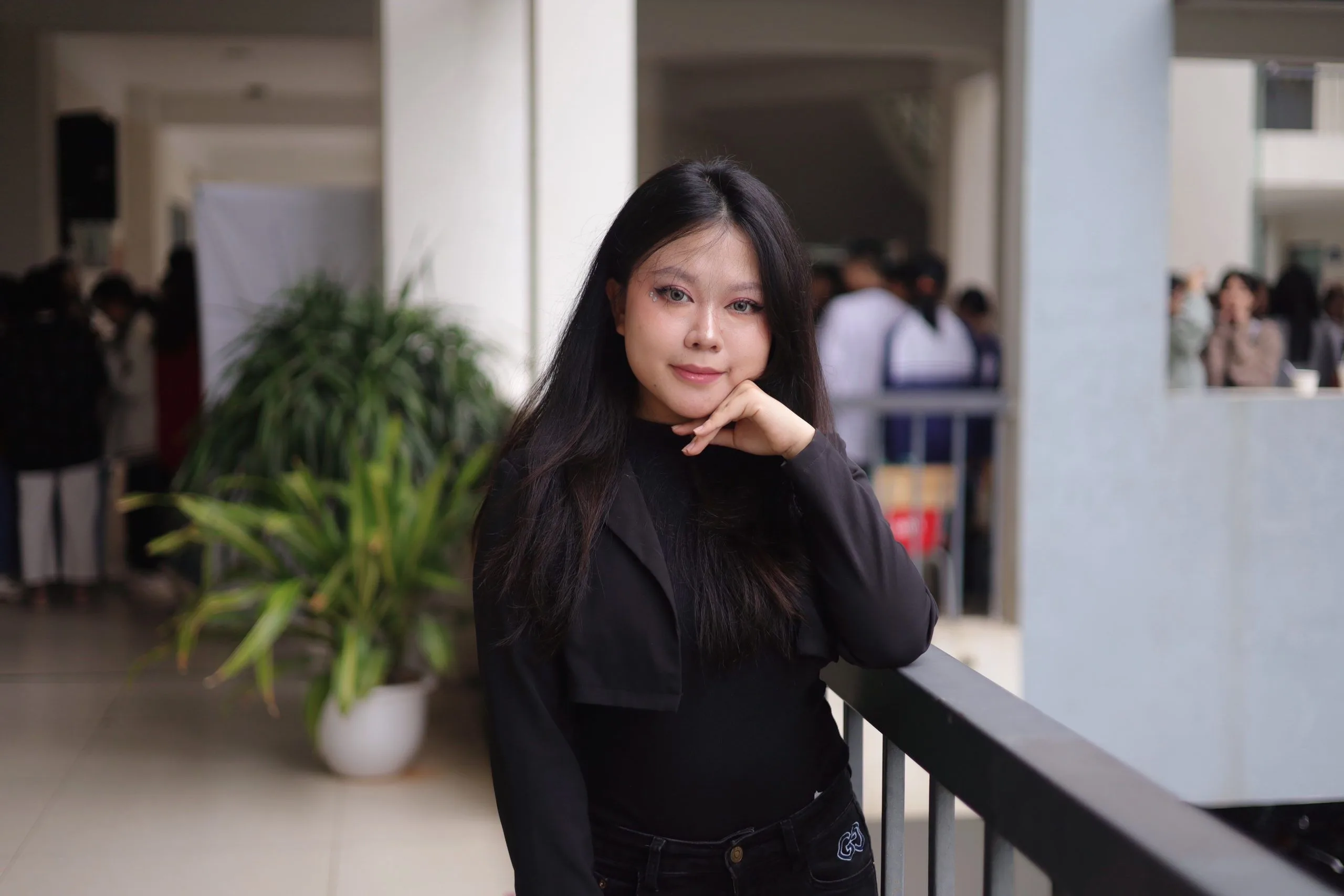 Tran Thuy Linh, BUV Dean’s Scholarship recipient, posing on the British University Vietnam campus.