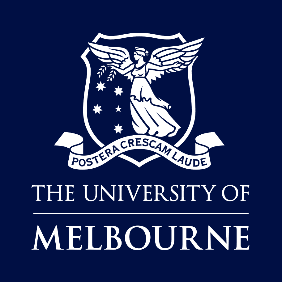 Logo of the University of Melbourne (THE UNIVERSITY OF MELBOURNE) with the university crest and motto “POSTERA CRESCAM LAUDE.”