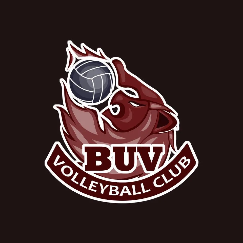 BUV Volleyball Club logo featuring a red phoenix and volleyball at British University Vietnam