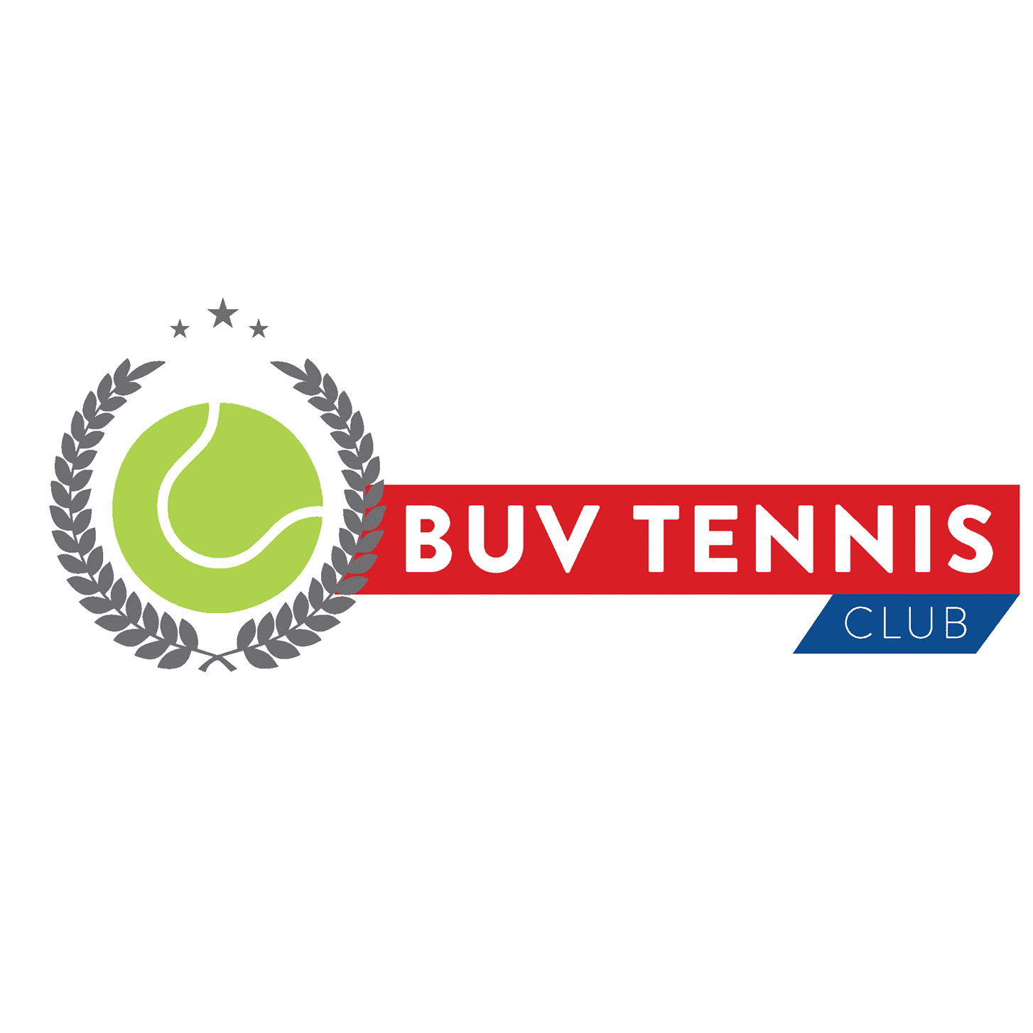 Logo BUV Tennis Club của Đại học Anh Quốc Việt Nam với bóng tennis xanh và vòng nguyệt quế.