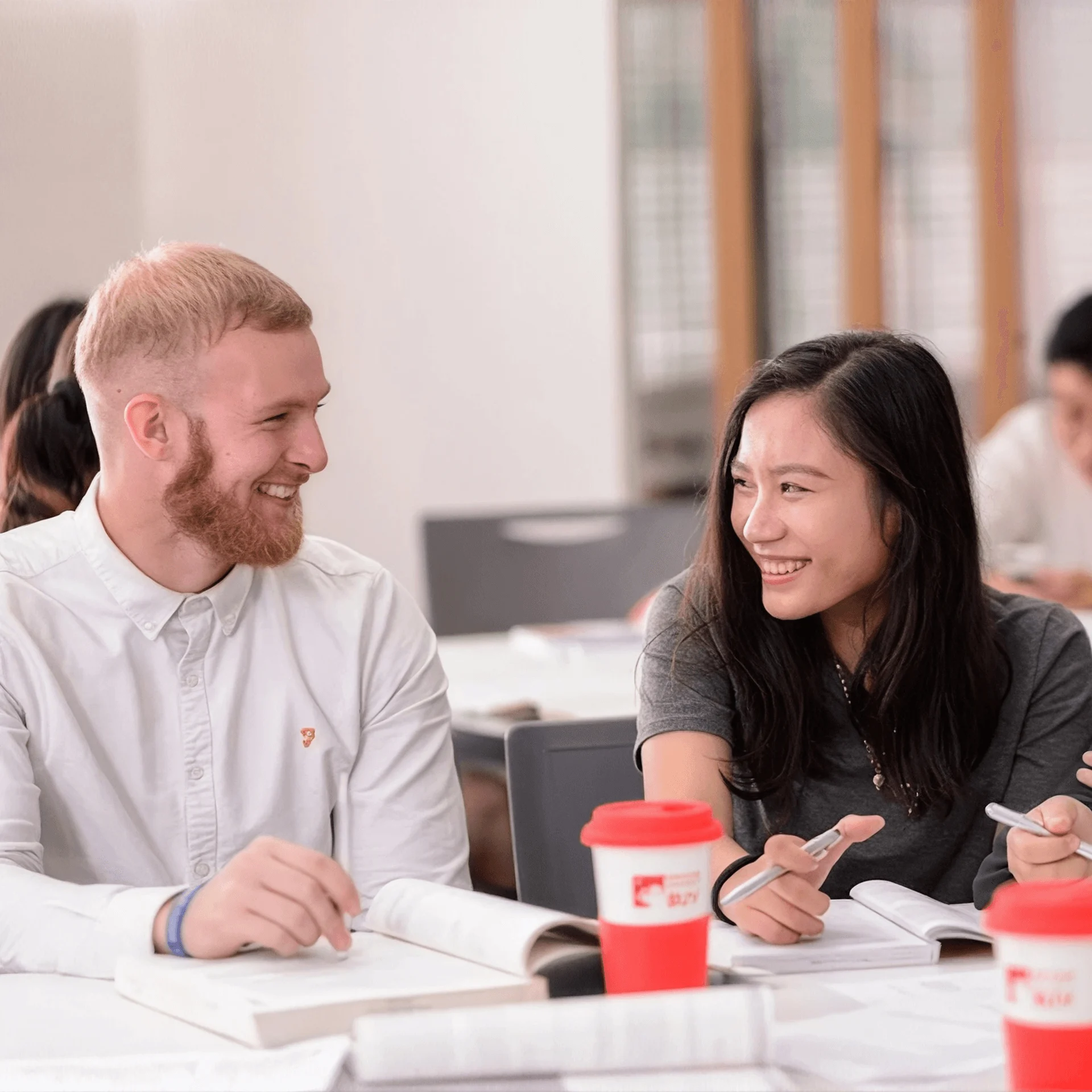 BUV students collaborating in a classroom during an international university programme
