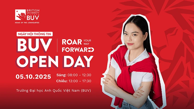Ngày hội thông tin BUV Open Day 05.10.2025, 08:00–12:30 và 13:00–17:30 tại Đại học Anh Quốc Việt Nam