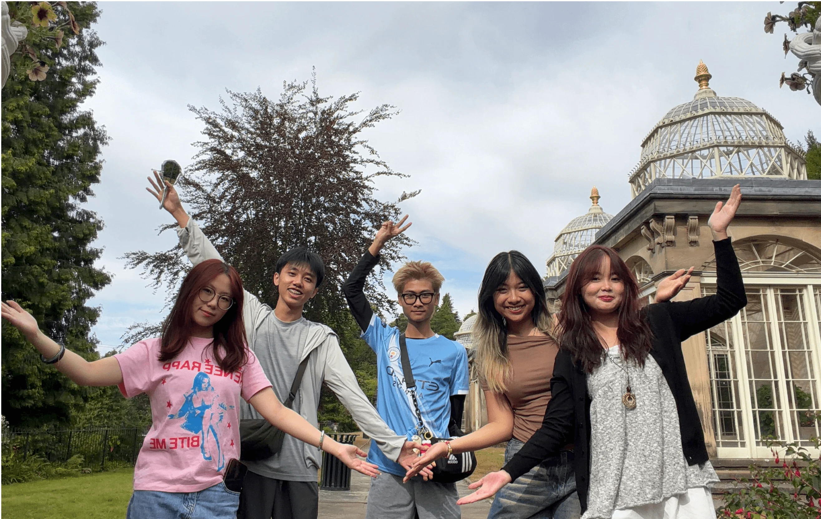 BUV students enjoying an international experience programme at a historic glass conservatory