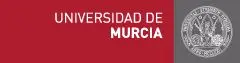 Universidad de Murcia logo with white text on a red background and official university seal